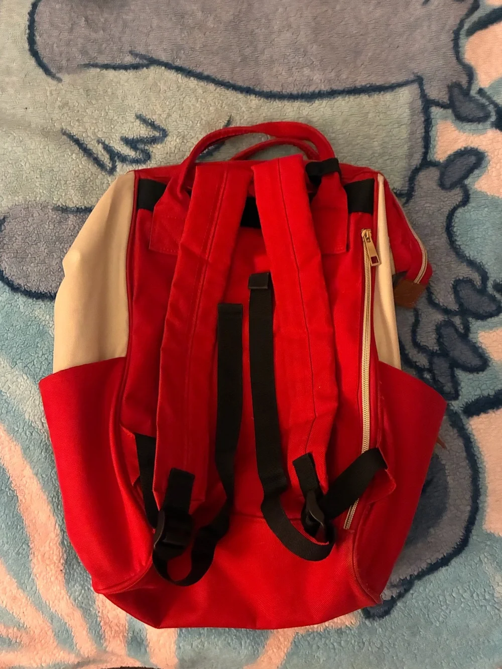 anello Red and Cream Canvas Daypack Backpack